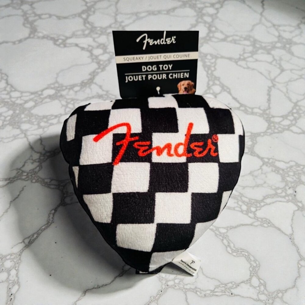 Fender Guitar Pick Shaped Dog Toy with Squeaker NWT